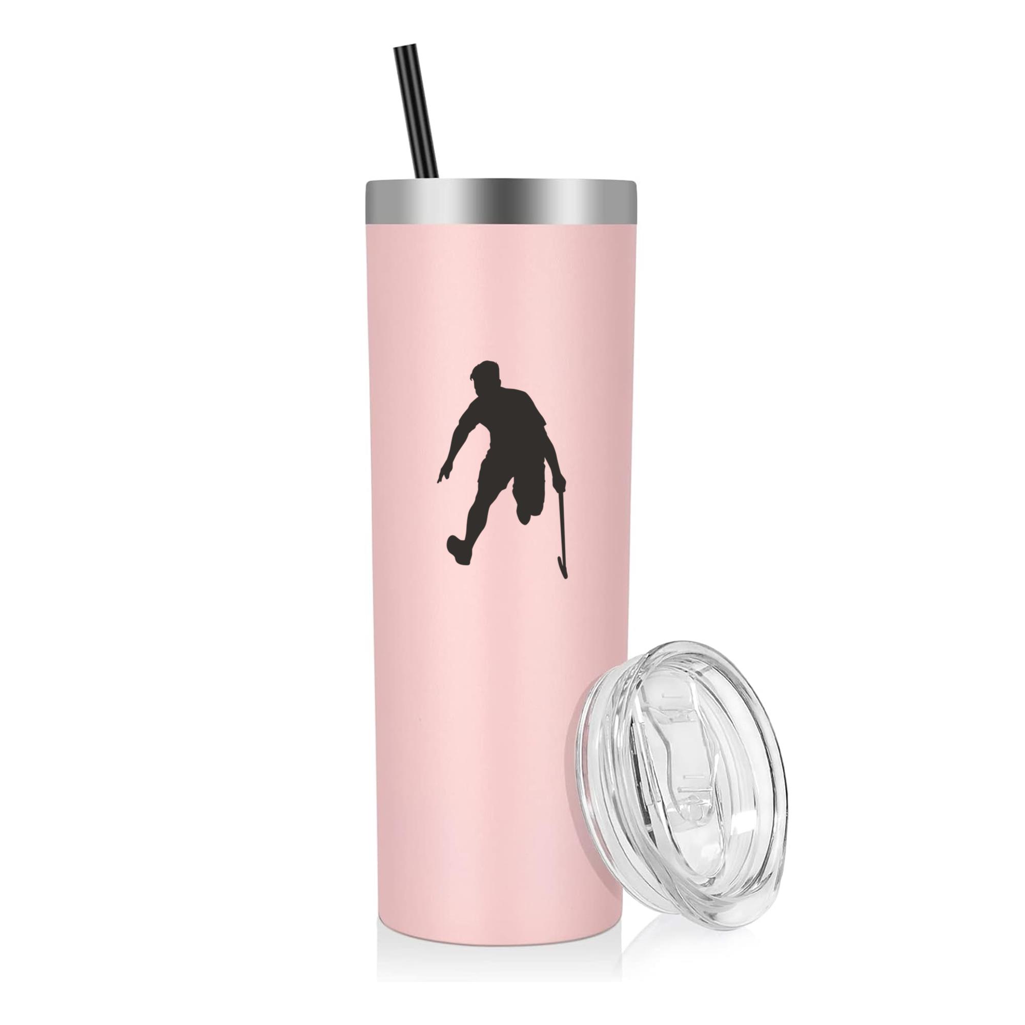 Hockey Player Silhouette Facing Down 20oz Stainless Steel Tumbler
