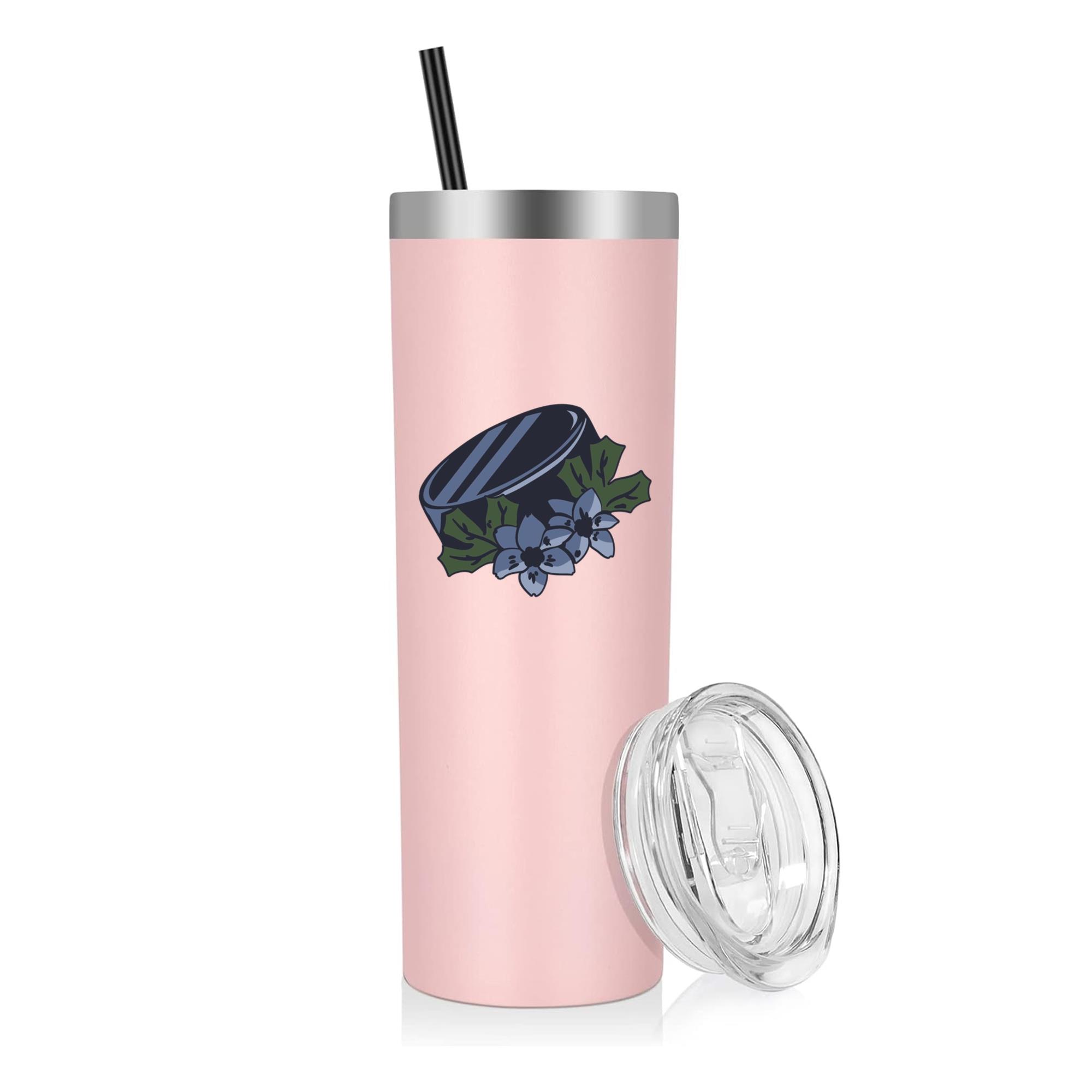 Hockey Puck With Flowers Illustration 20oz Stainless Steel Tumbler