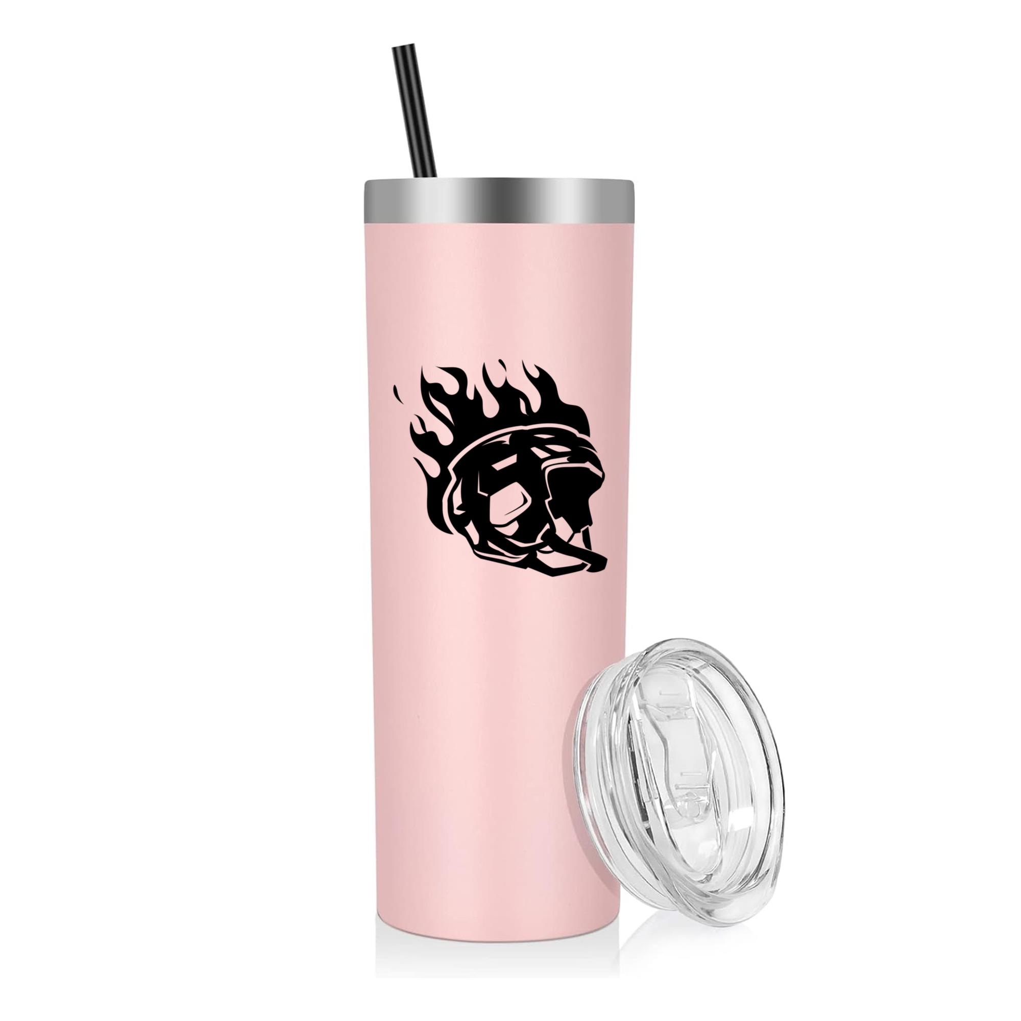 Ice Hockey Helmet On Fire High Contrast 20oz Stainless Steel Tumbler