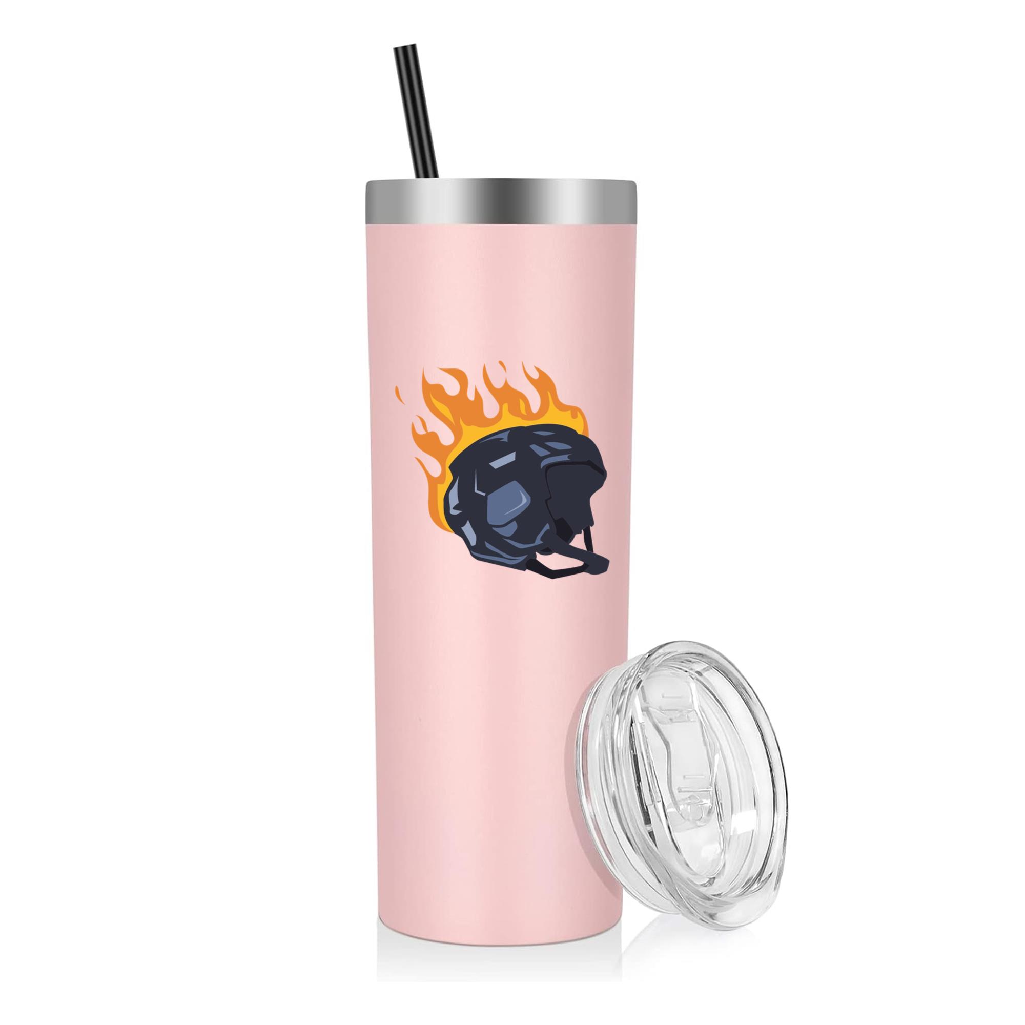 Ice Hockey Helmet On Fire Illustration 20oz Stainless Steel Tumbler