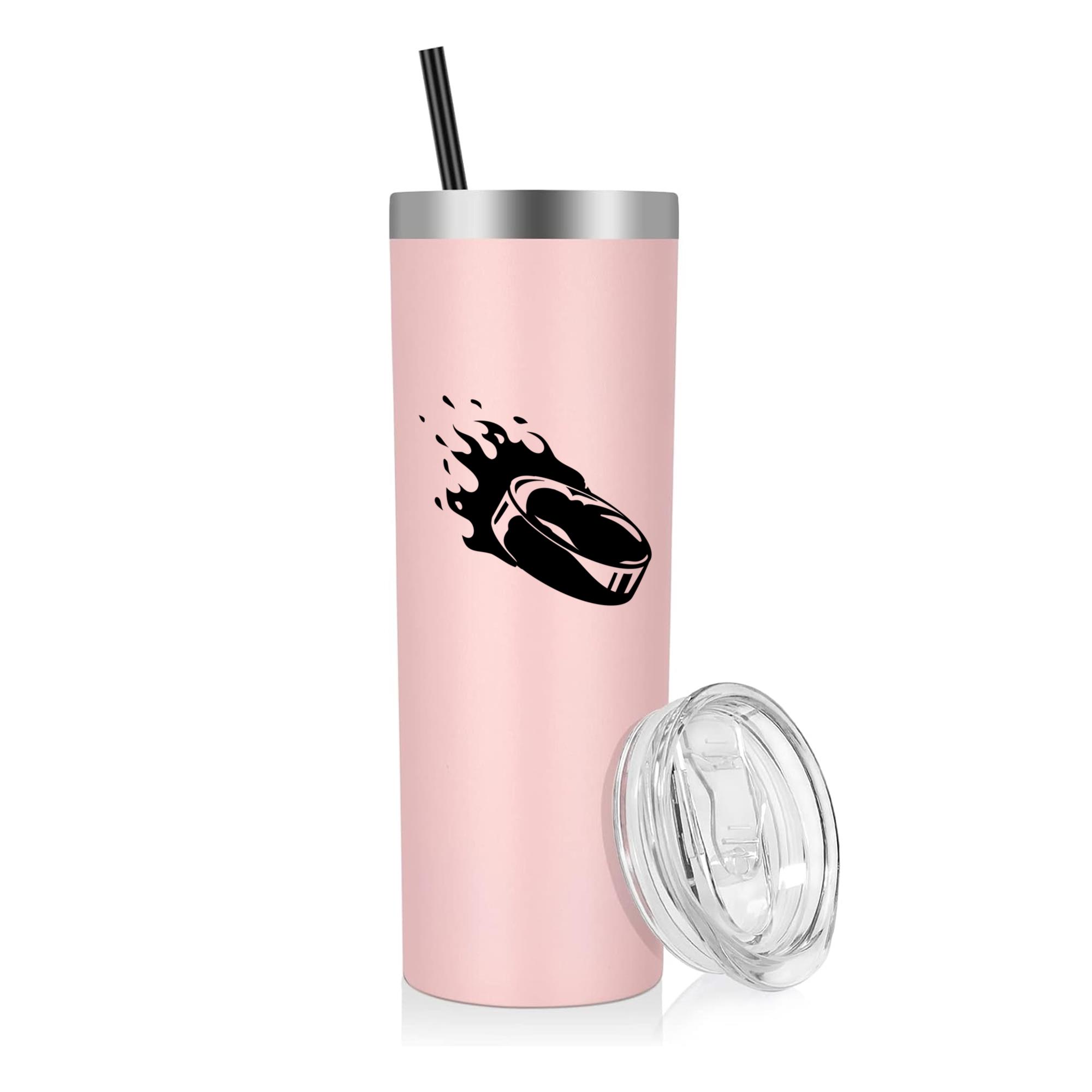 Ice Hockey Puck On Fire High Contrast 20oz Stainless Steel Tumbler