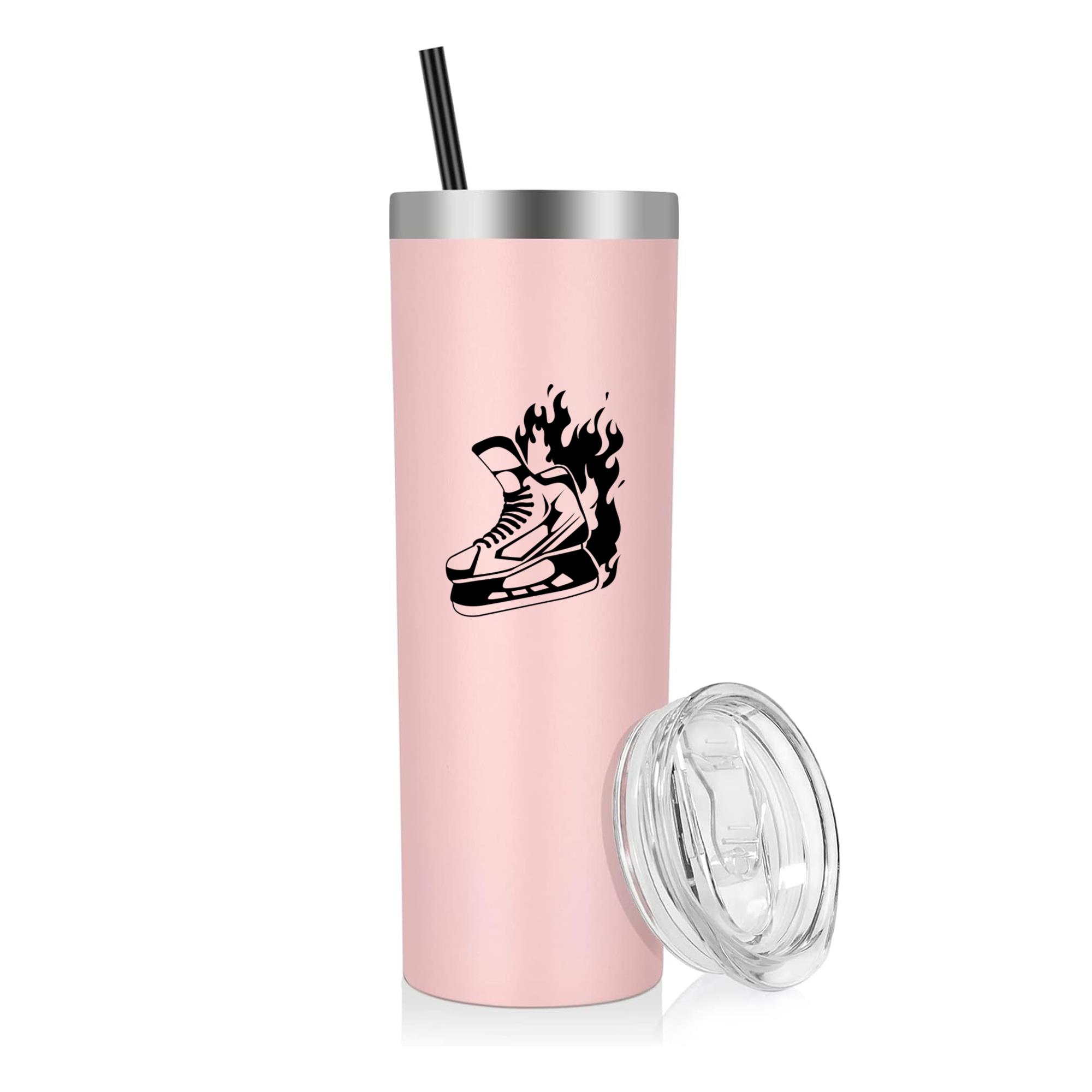 Ice Hockey Skate On Fire High Contrast 20oz Stainless Steel Tumbler