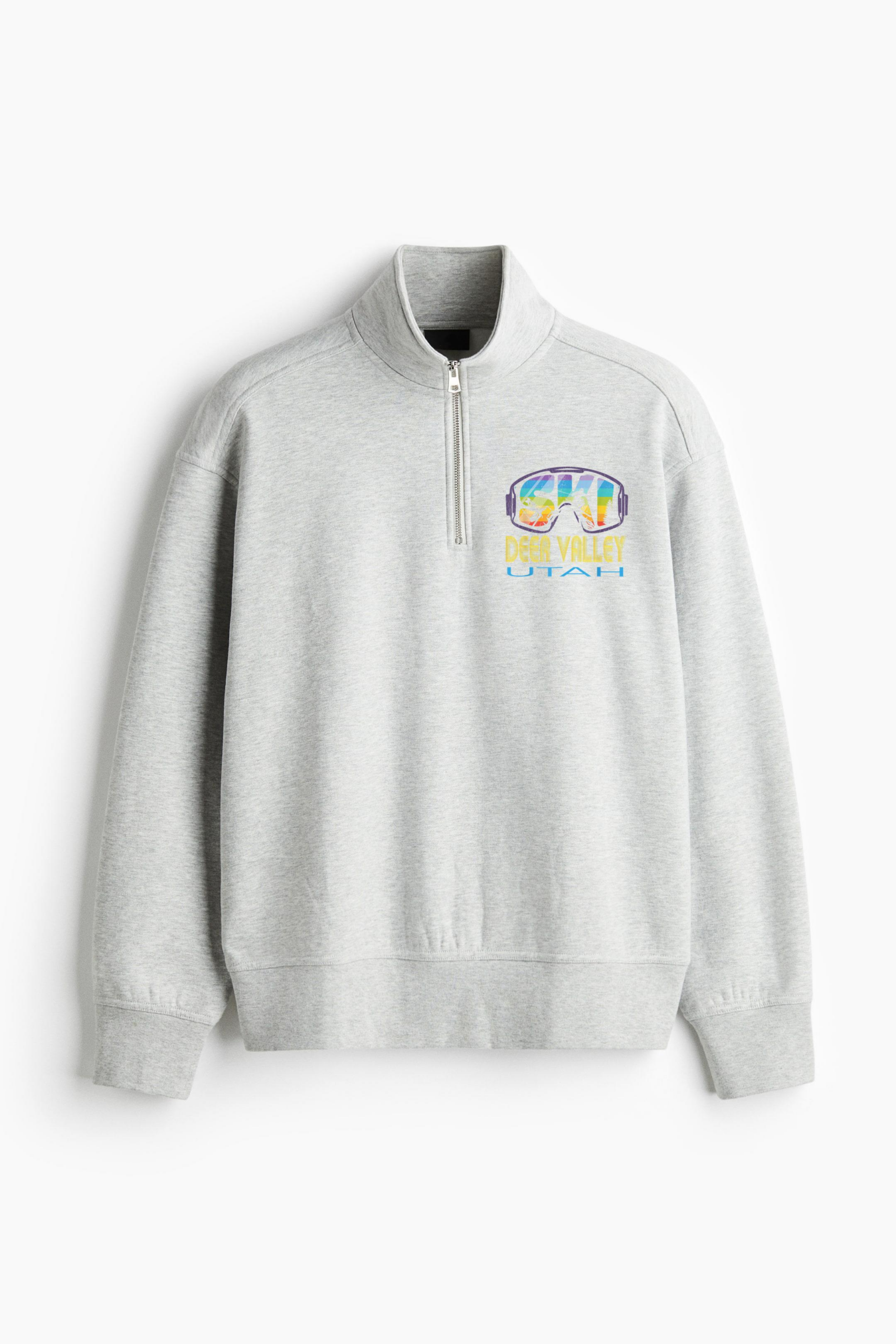 Ski Deer Valley Utah Loose-Fit Sweatshirt Collar Jacket